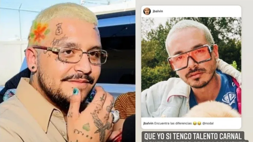 J Balvin bromea con look de Nodal por el que los comparan y el sonorense contesta «yo sí tengo talento»