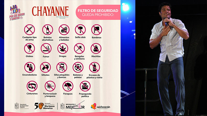 Estos son los objetos que no se podrán ingresar al concierto que Chayanne dará en Morelia