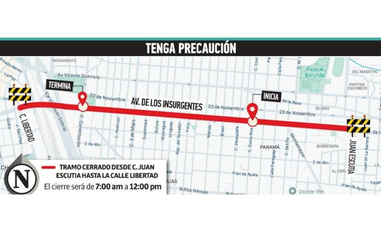 Cierran hoy por desfile tramo de la Insurgentes