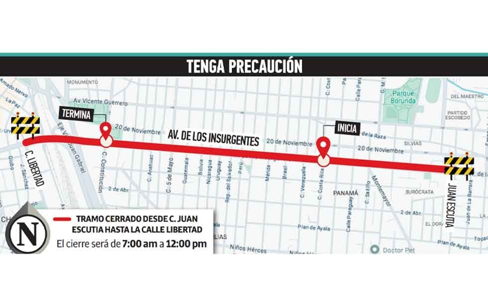 Cierran hoy por desfile tramo de la Insurgentes