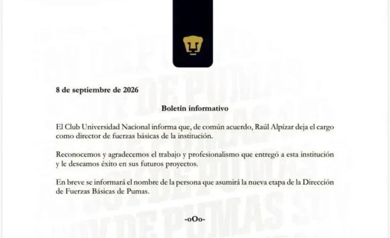 Raúl Alpízar dejó su cargo como director de fuerzas básicas de Pumas